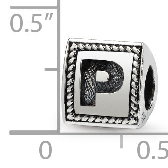 Reflection Beads QRS1429P Sterling Silver Letter P Triangle Block Bead