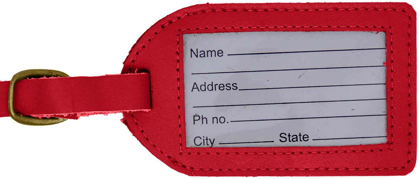 Red Leather Luggage Tag with Buckle Strap QGM22553