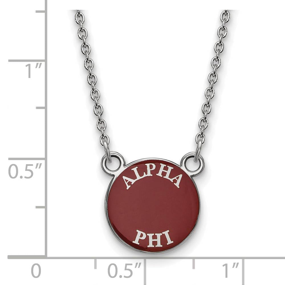 Sterling Silver 18in Official Licensed Greek Sororities Alpha Phi (??) XS Enamel Pendant w/Necklace