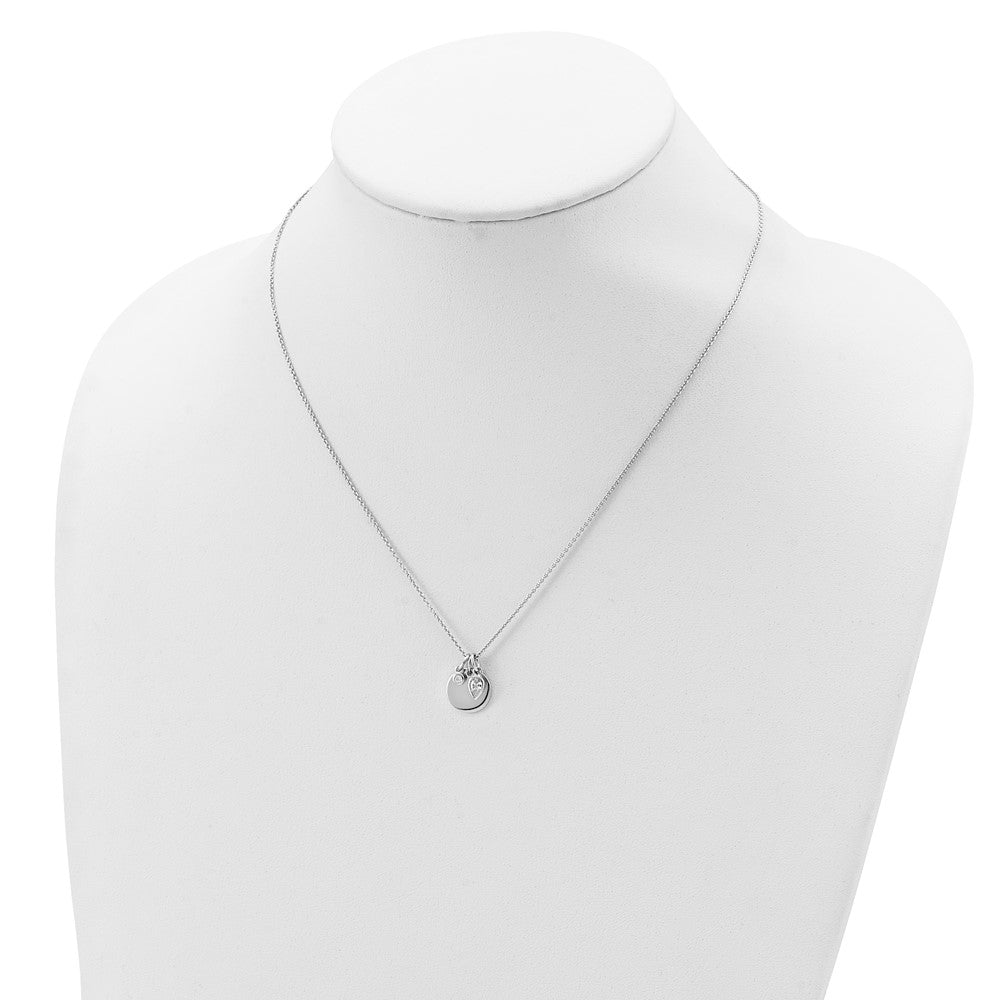 Sterling Silver Rhodium Plated w/1.75in ext. CZ Necklace 18 Inches