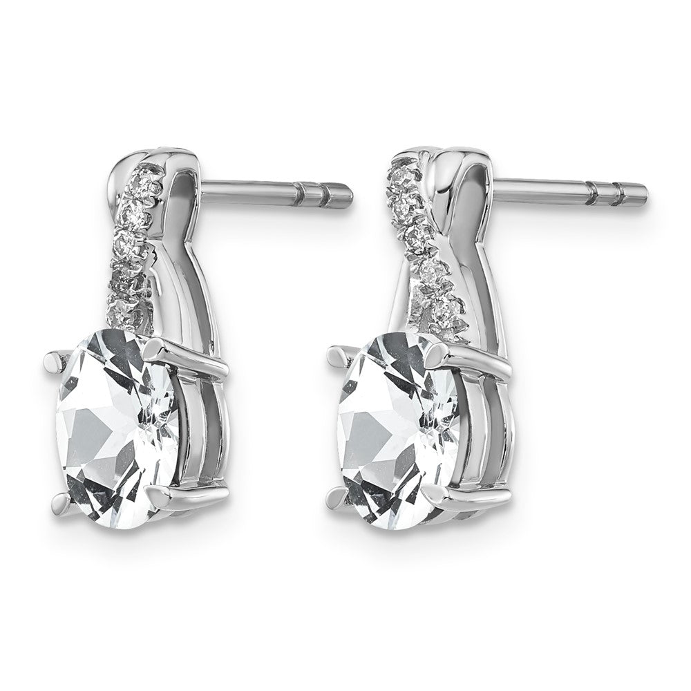 10kw Cr. White Sapph & Diamond Earrings 7x5 Oval CRWS, Rd 10-1.1mm dia