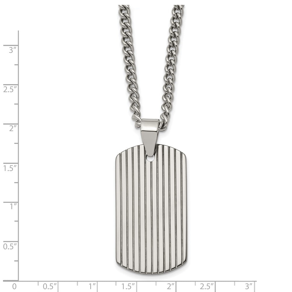 Tungsten Polished Dog Tag 22in Necklace