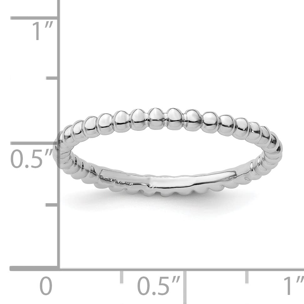 Sterling Silver Stackable Expressions Rhodium Beaded Ring Size -8