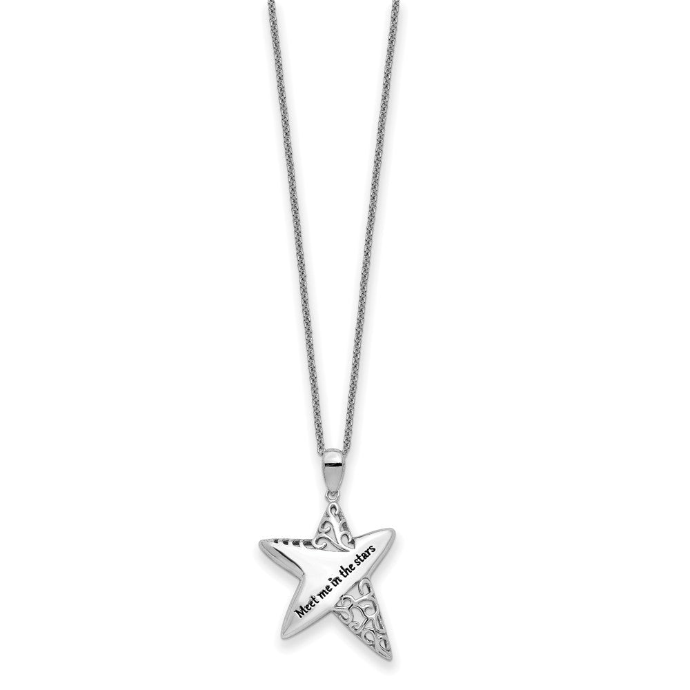 Sentimental Expressions Sterling Silver Rhodium-plated Antiqued Meet Me in the Stars 18 Inch Necklace 18 Inches
