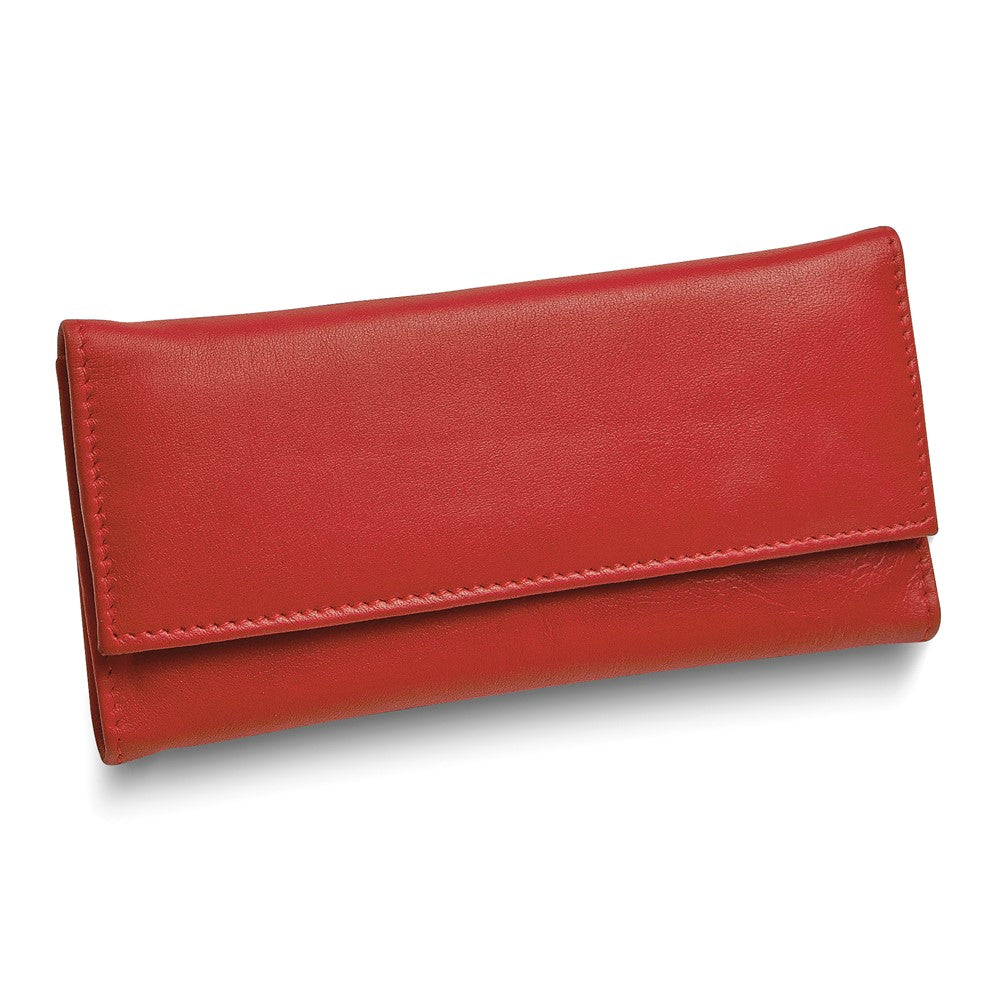 Red Leather Magnetic Closure Slim Jewelry Wallet GM17712