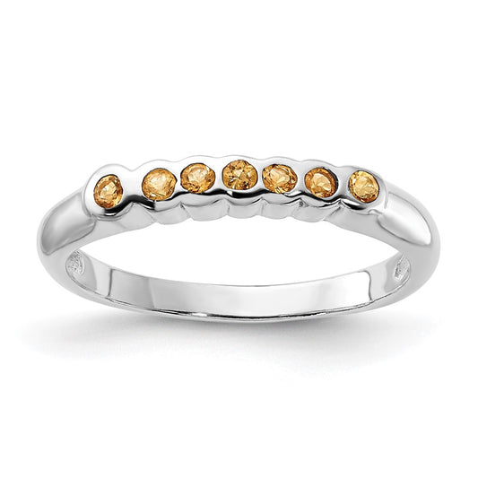 Sterling Silver Polished Yellow CZ Ring