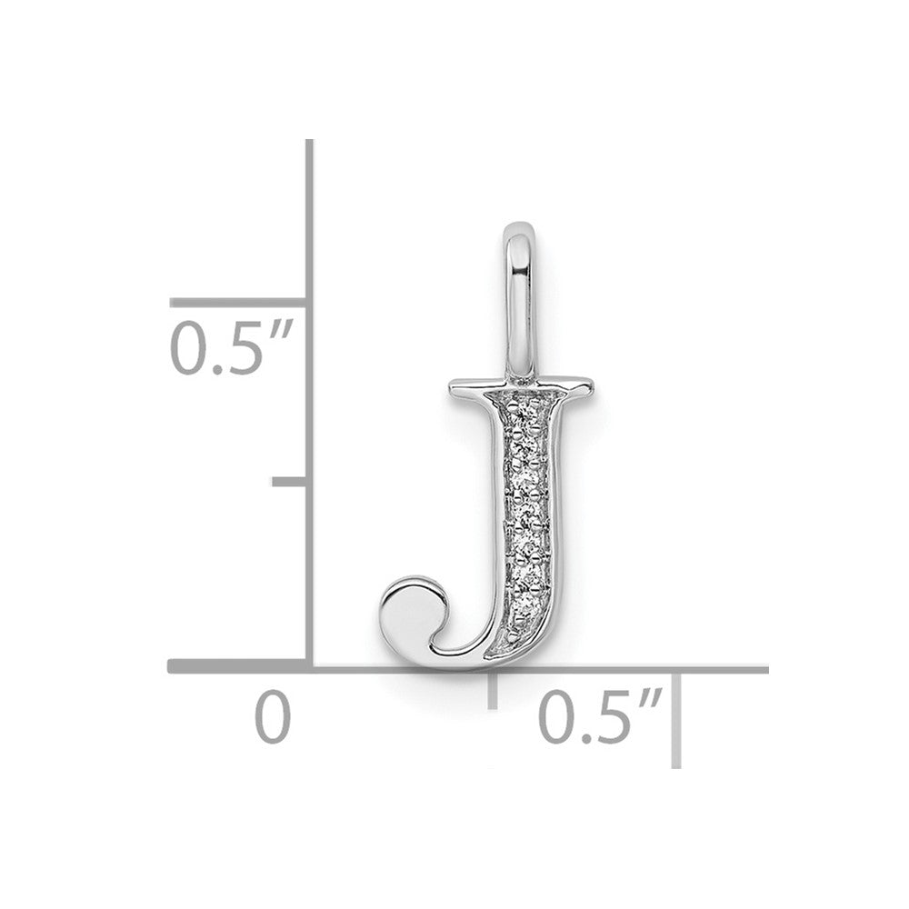 14K White Gold Diamond Letter J Initial Pendant