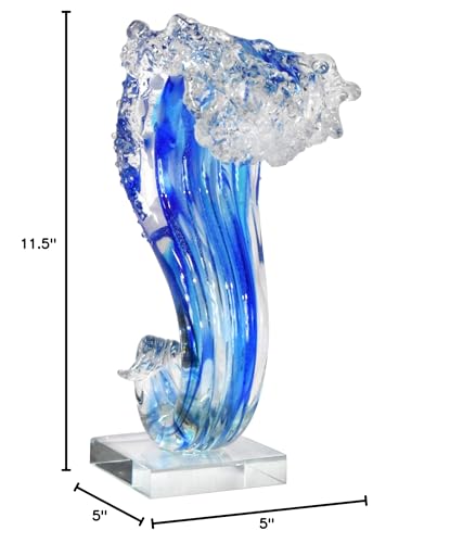 Pacific Wave Glass Sculpture/Figurine in Blue Finish