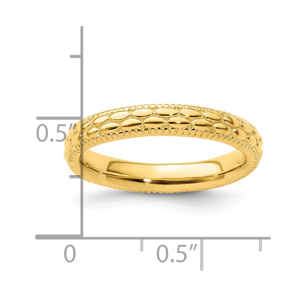 Sterling Silver Stackable Expressions Gold-plated Patterned Ring Size -6