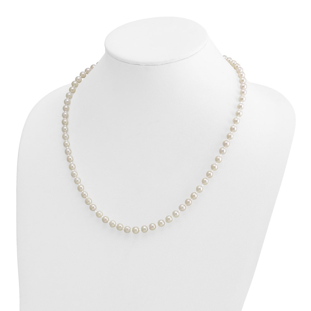 14k 5-6mm White Round Akoya Saltwater Cultured Pearl 20 inch Necklace