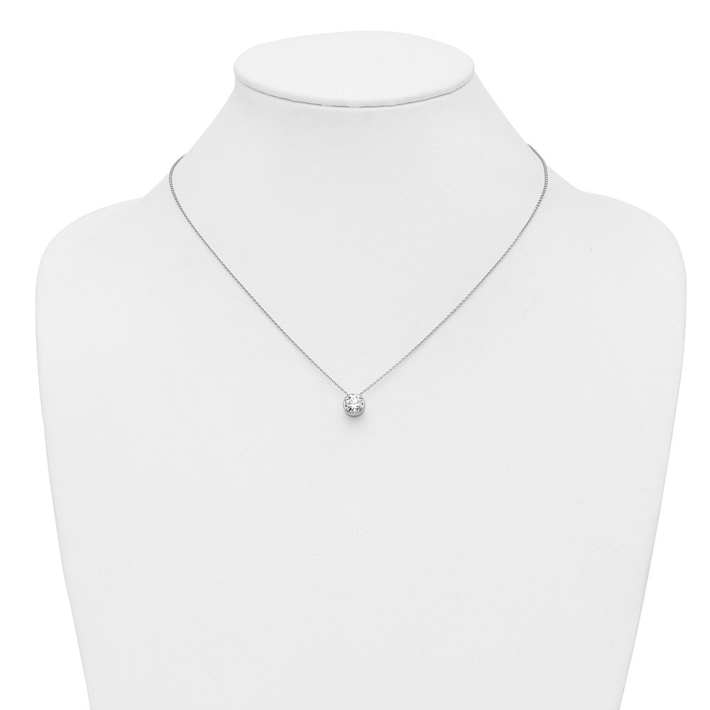 True Origin 14k White Gold 1 carat Lab Grown Diamond VS DEF 18 inch Solitaire Slide Necklace
