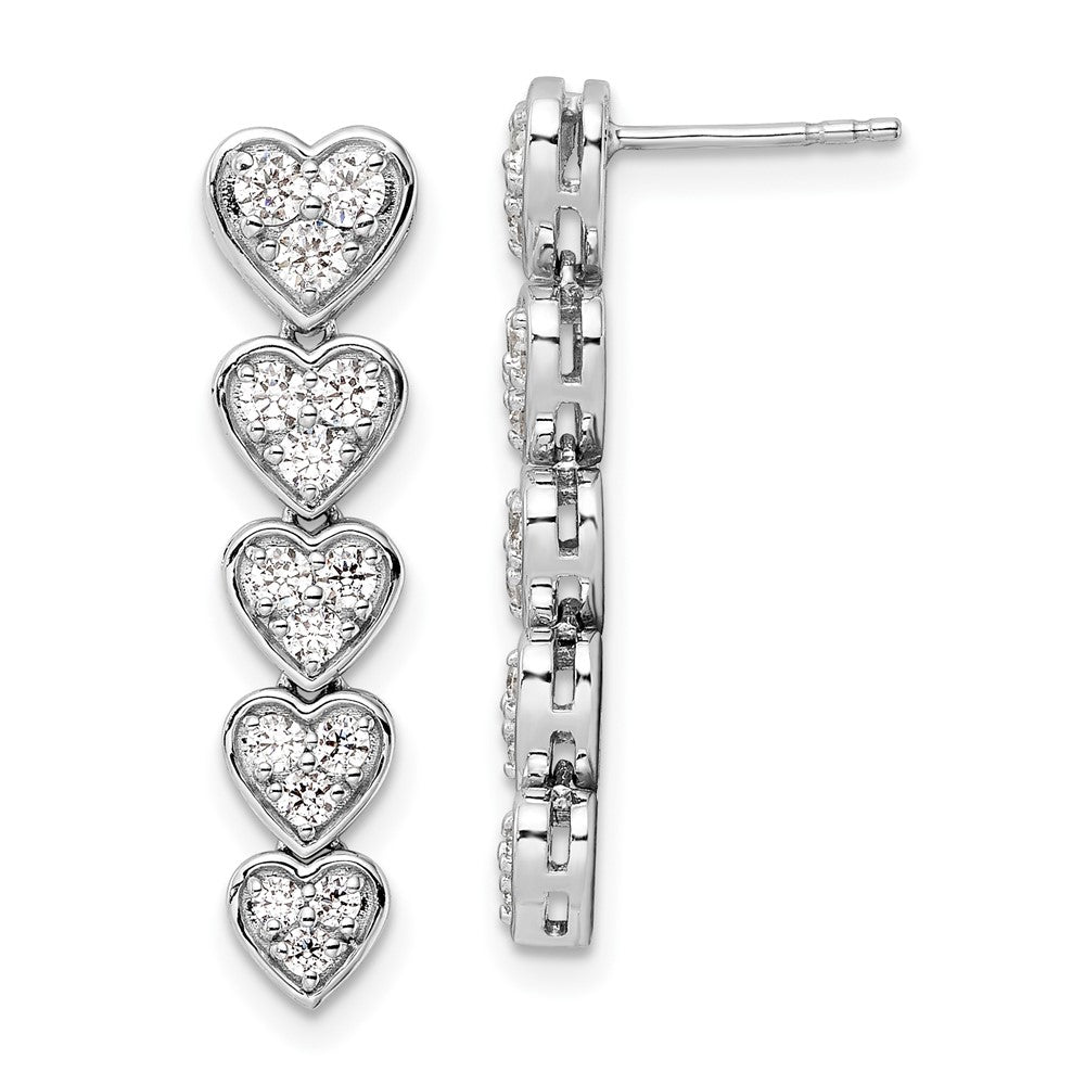 True Origin 14K White Gold 1 carat Lab Grown Diamond VS+ F+ Complete Heart Dangle Post Earrings