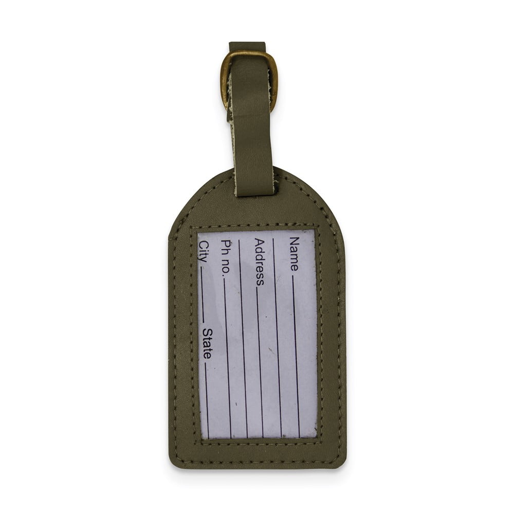 Green Leather Luggage Tag with Buckle Strap QGM22549