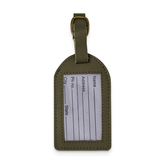 Green Leather Luggage Tag with Buckle Strap QGM22549