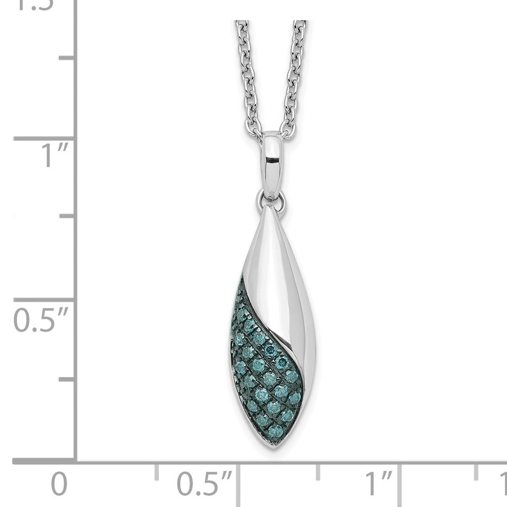 White Night Sterling Silver Rhodium-plated Blue Diamond 18 inch Necklace with 2 Inch Extender 19 Inches