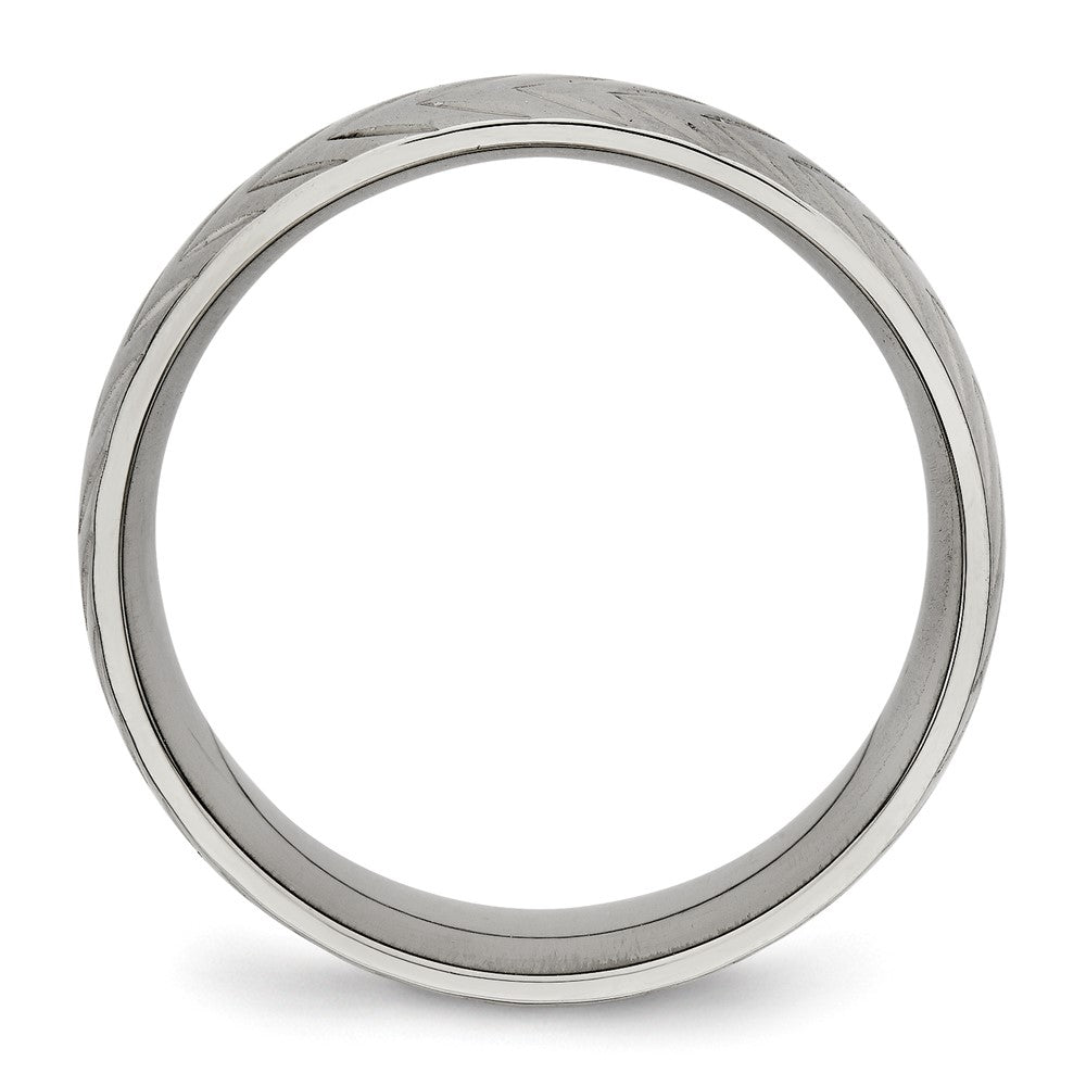 Titanium Polished Diamond Cut 8mm Band Size - 10.5
