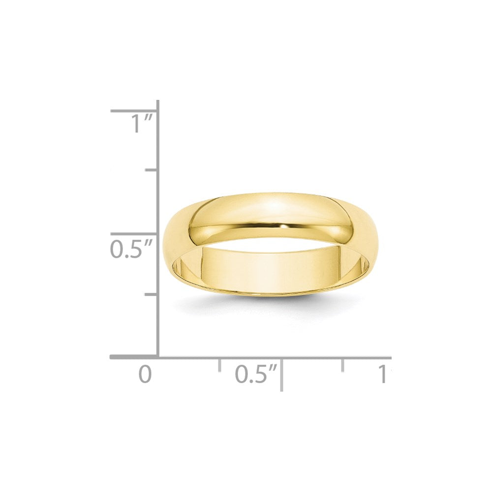 10k Yellow Gold 5mm Lightweight Half Round Wedding Band Size 6.5