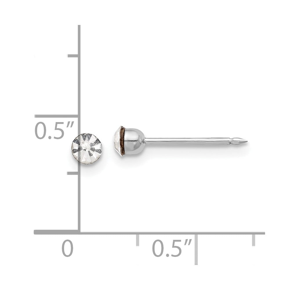 Inverness 14K White Gold 3.3mm Crystal Post Piercing Earrings