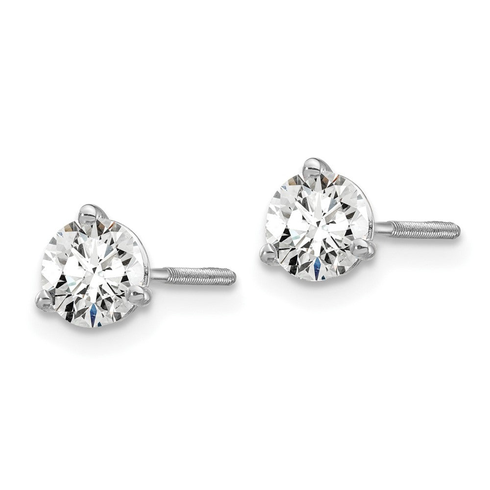 14k White Gold 3/4 ctw Lab Grown Diamond VS/SI+ G+ Round 3 Prong Heavy Wt. Screwback Stud Earrings