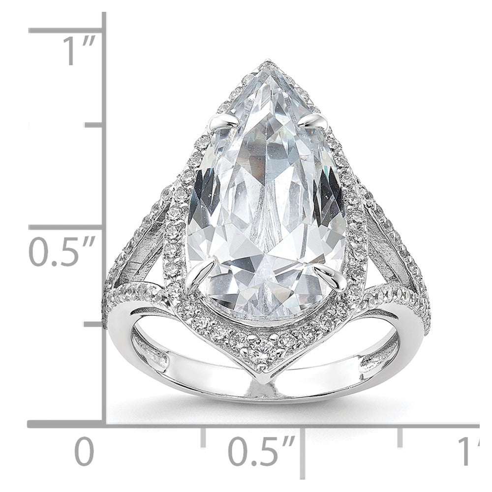 Cheryl M Sterling Silver Rhodium-plated Brilliant-cut CZ Fancy Teardrop Ring
