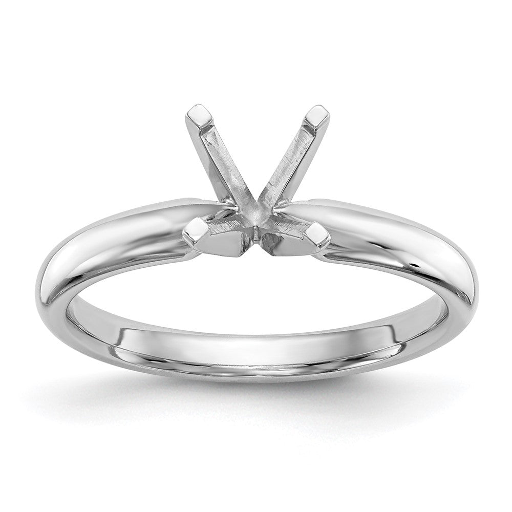 14k White Gold 1 carat Medium-Weight Comfort-Fit 4-Prong Round Solitaire Ring Mounting