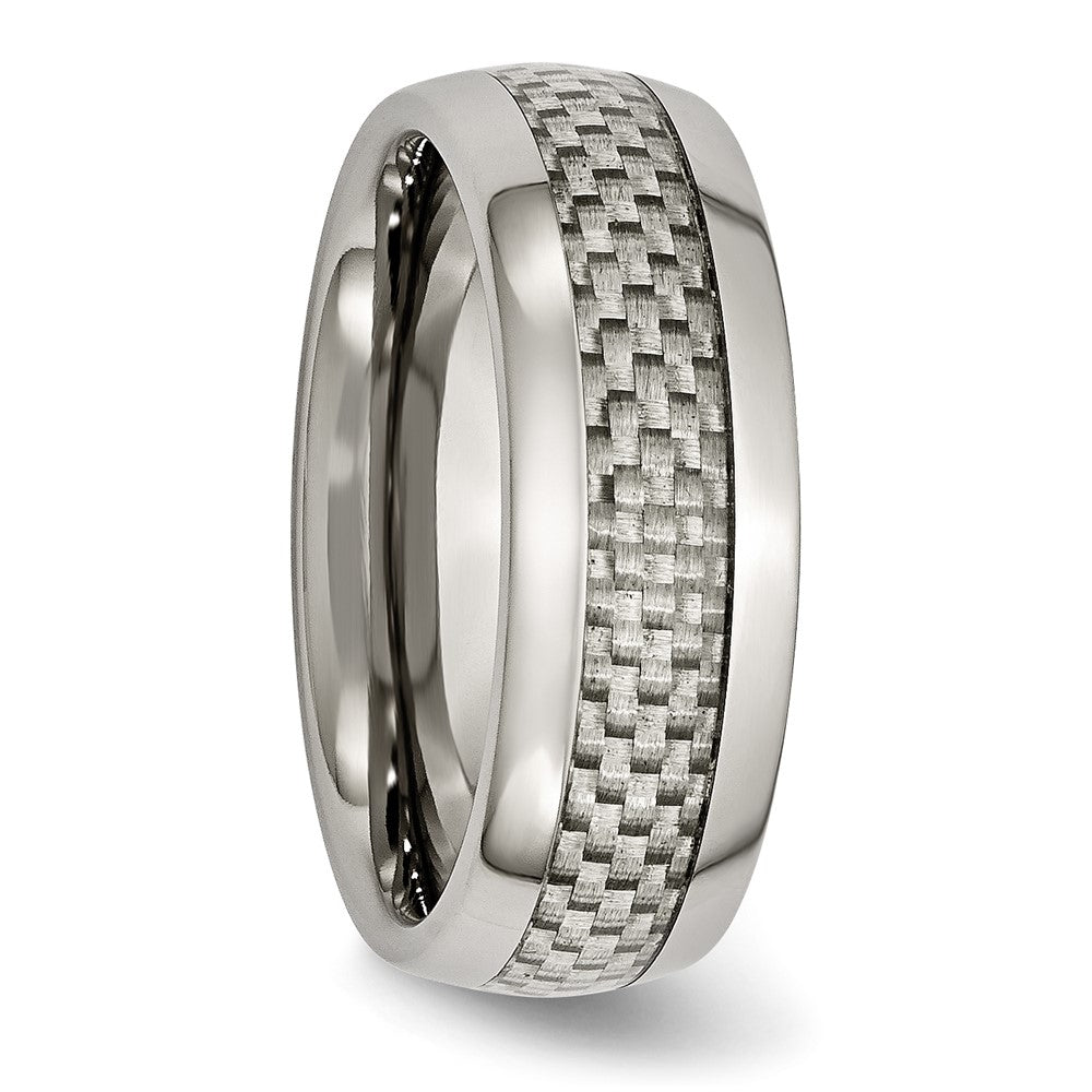 Titanium Polished w/Grey Carbon Fiber Inlay 8mm Band Size - 8.5