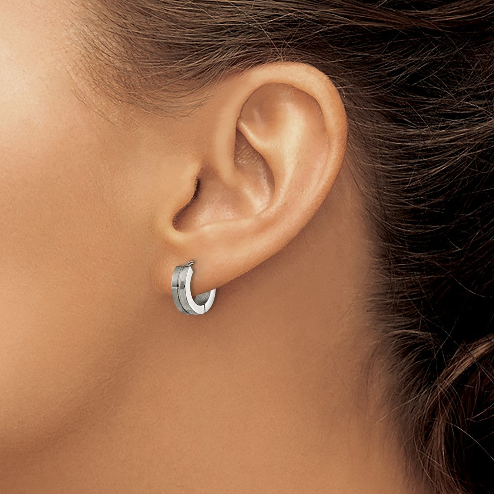 Titanium Brushed and Polished 4mm Huggie Hoop Earrings