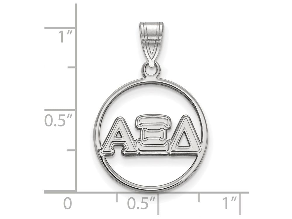 Sterling Silver Official Licensed Greek Sororities Alpha Xi Delta (???) Small Circle Pendant