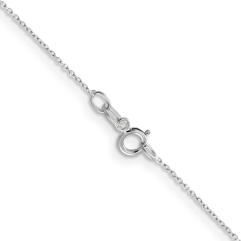 14K White Gold 24 inch .6mm Diamond-cut Round Open Link Cable with Spring Ring Clasp Chain