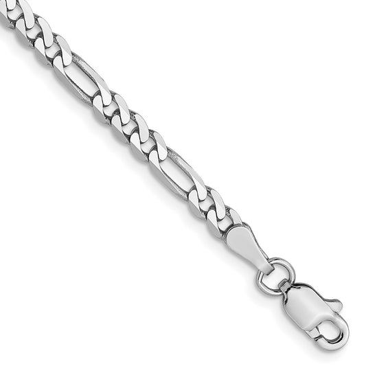 14K White Gold 3mm Flat Figaro Chain 7  inches