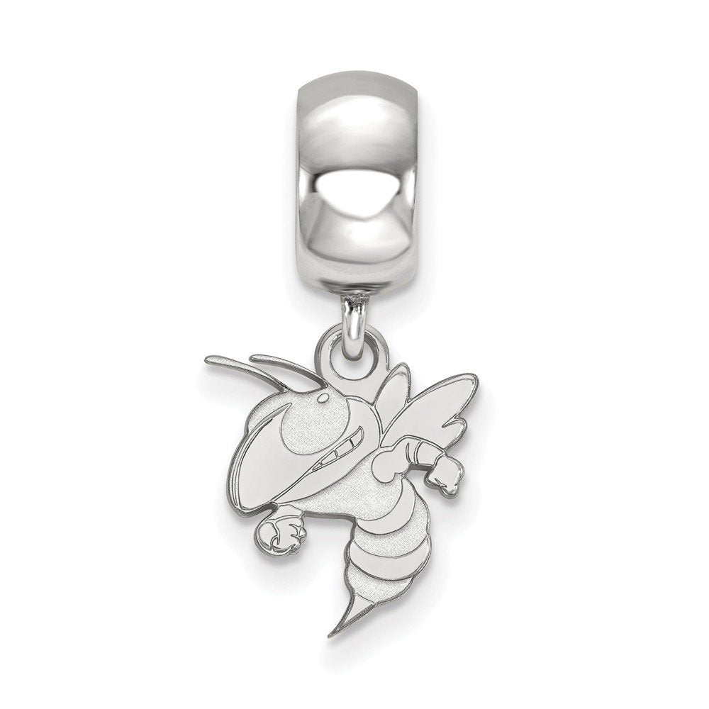Sterling Silver Rhodium-plated LogoArt Georgia Institute of Technology Yellow Jacket Small Dangle Bead Charm