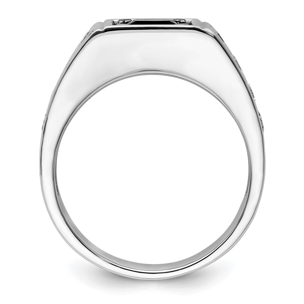 IBGoodman 14k White Gold Black Rhodium 7/8 carat Lab Grown Diamond VS/SI+ G+ and Onyx Complete Men's Ring