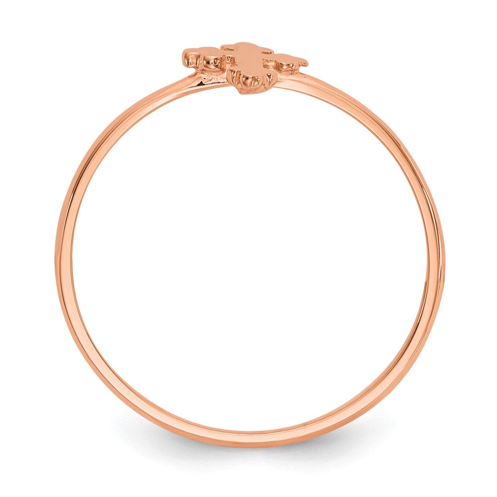 14k Rose Gold Polished Cross Ring Size 7