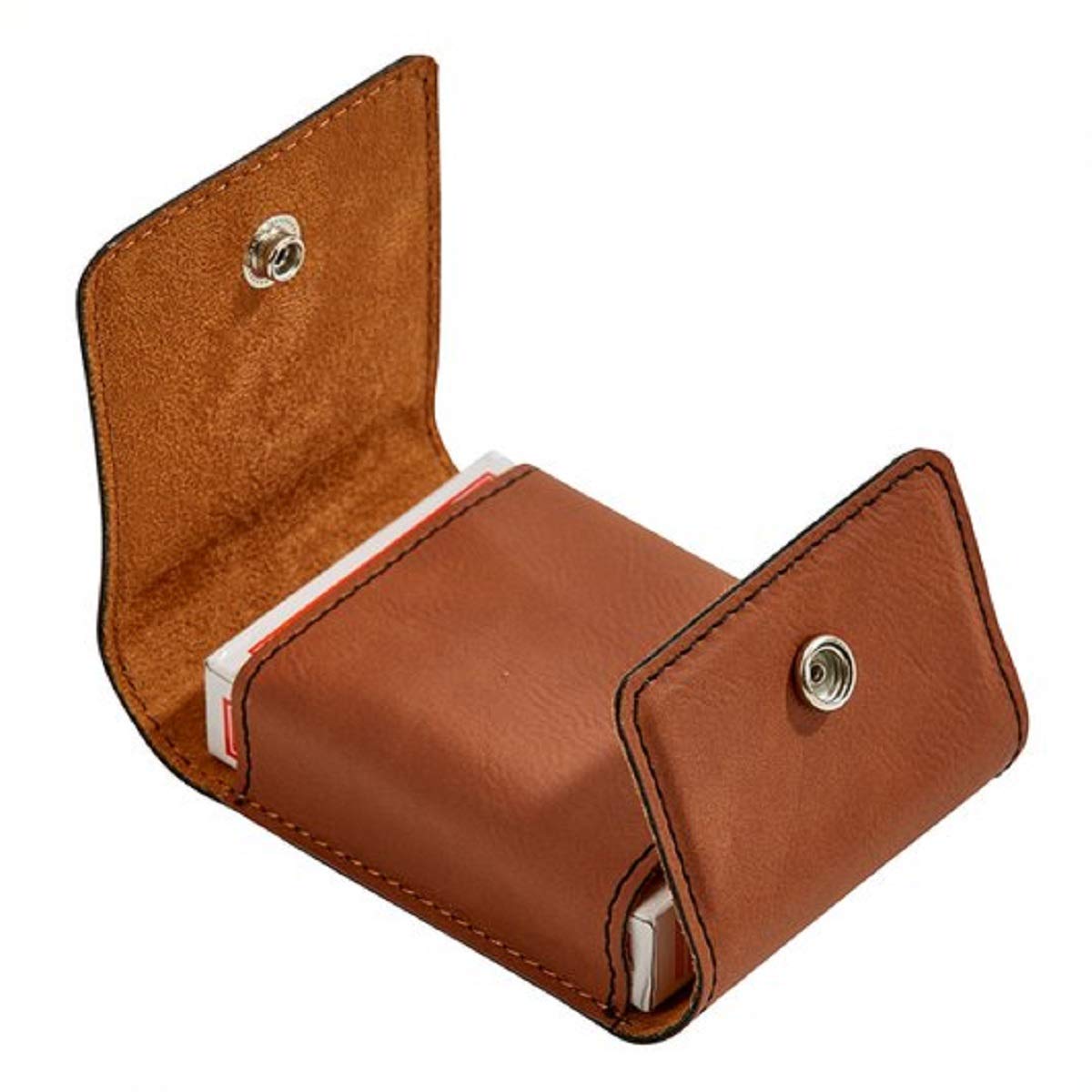 3.75" X 3" Caramel Brown Leatherette Playing Cards Case