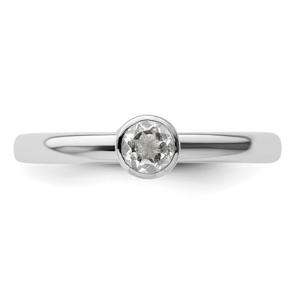 Sterling Silver Stackable Expressions High 4mm Round White Topaz Ring Size -10