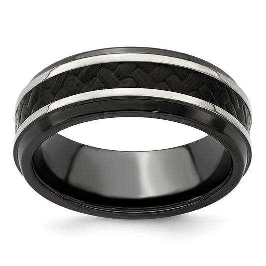 Edward Mirell 8mm Blk Ti Stepped Press Fit w/ Black Carbon Fiber Insert Ban