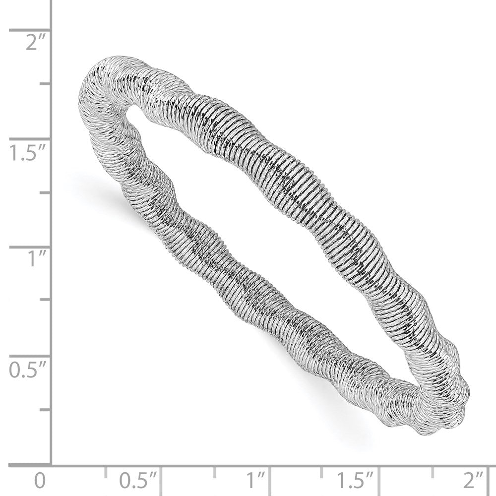 Sterling Silver Rhodium-plated Stretch Bangle