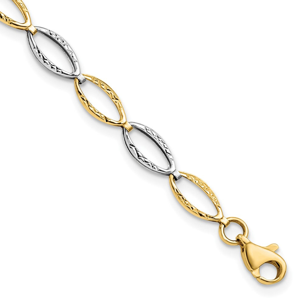 14K Two-tone D/C Bracelet 7  inches