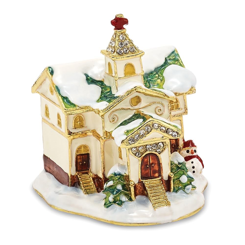 Pewter Winter Church Trinket Box