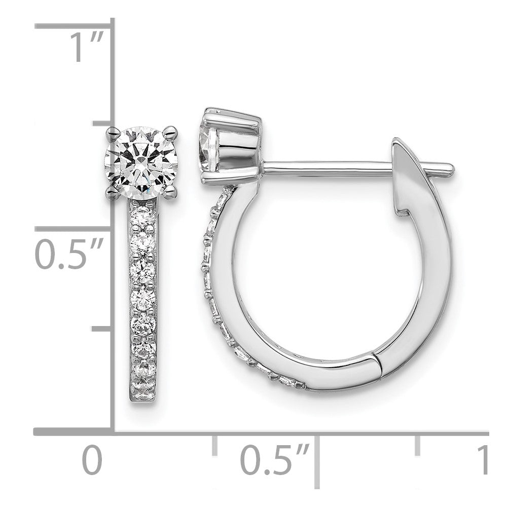 Cheryl M Sterling Silver Rhodium-plated Polished CZ Hinged Round Hoop Earrings