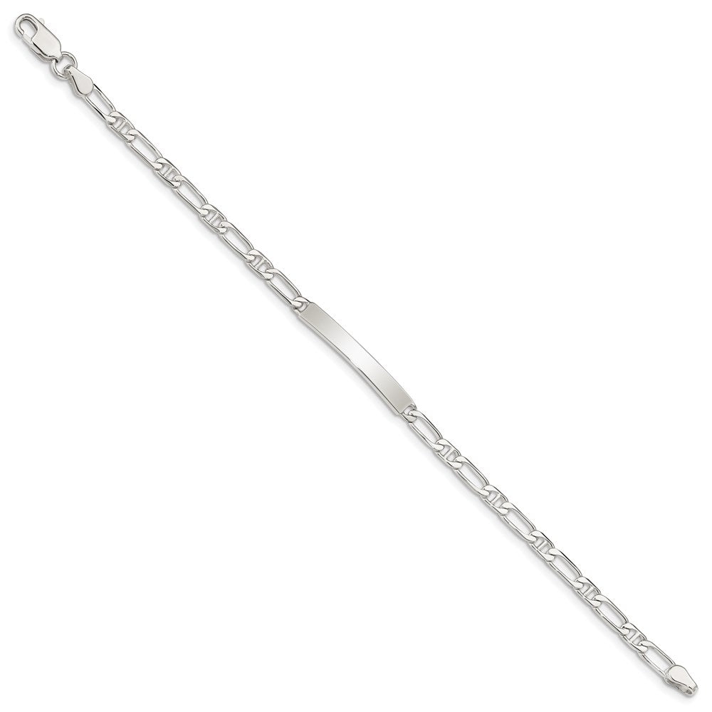 Sterling Silver 8inch Polished Engraveable Anchor Link ID Bracelet 8 inches