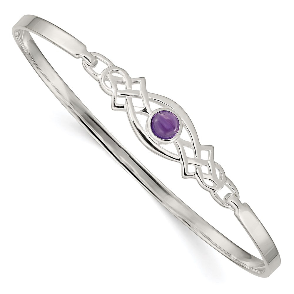 Sterling Silver Amethyst Celtic Knot Bangle Bracelet 7.25 inches