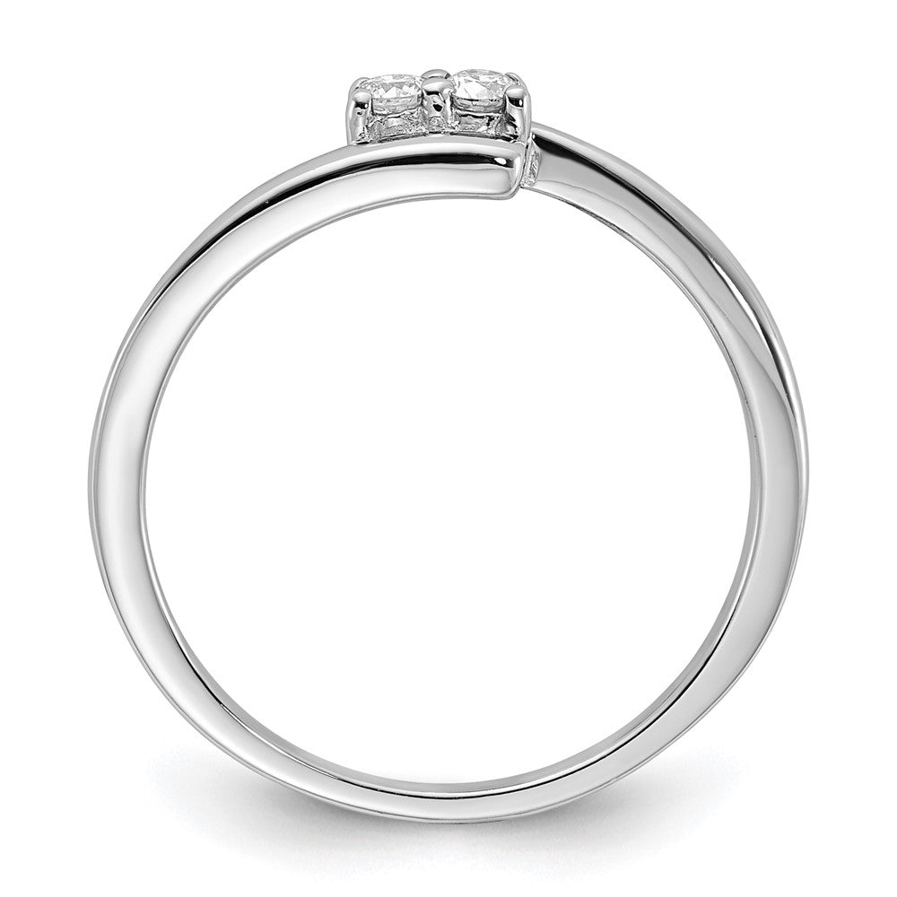 Sterling Silver Polished Horizontal Two Stone Diamond Ring