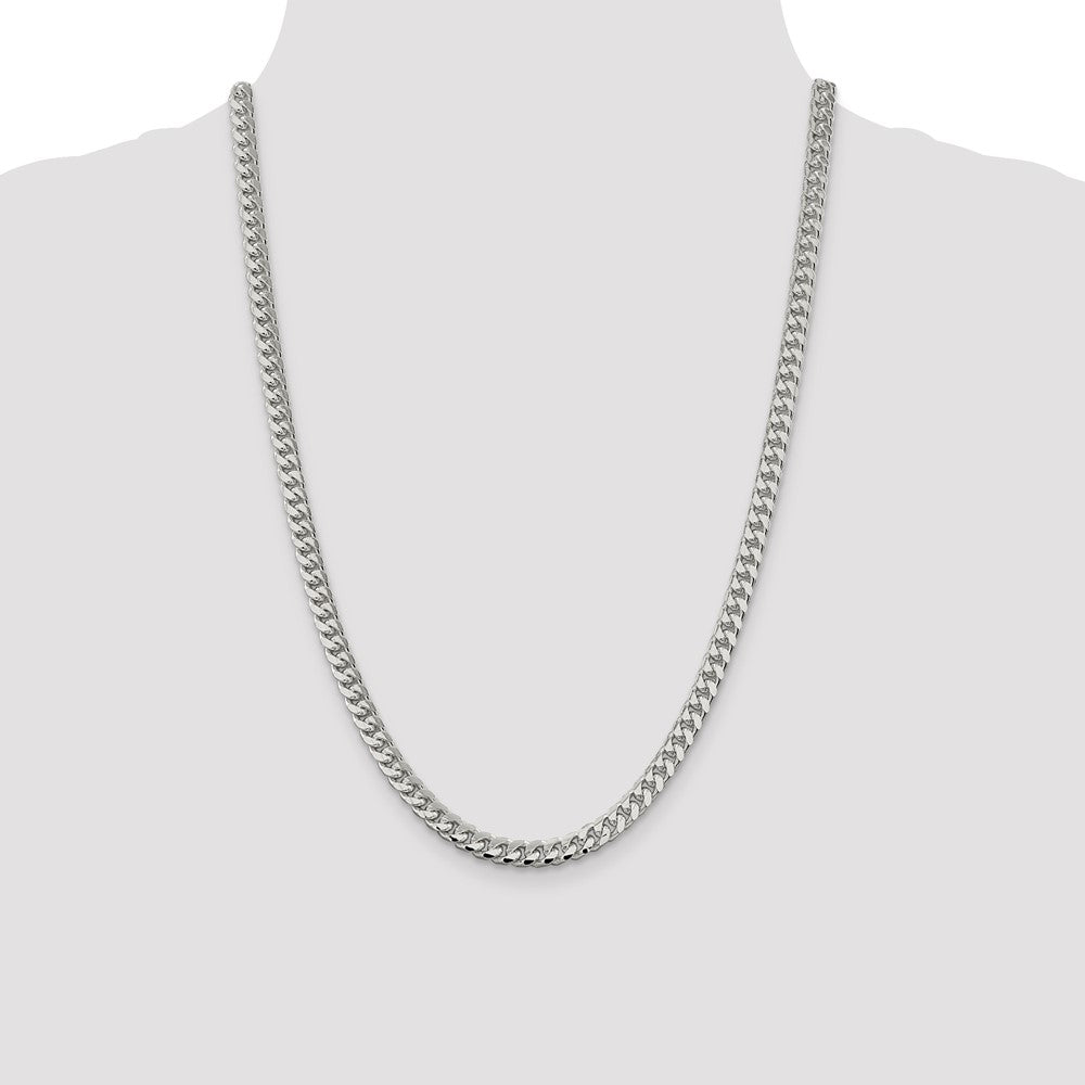 Sterling Silver 6mm Domed w/ Side D/C Curb Chain 24 Inches