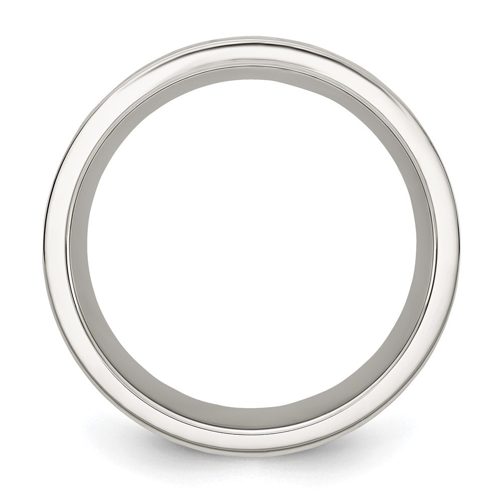 Stainless Steel Polished with Wood Inlay Deer Design 8mm Band Size - 9