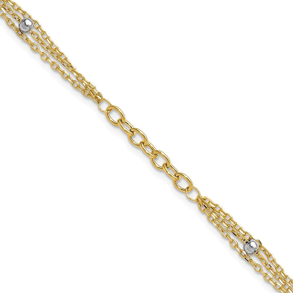 14K w/White Rhodium Fancy Link w/.25in ext. Bracelet 7.75  inches