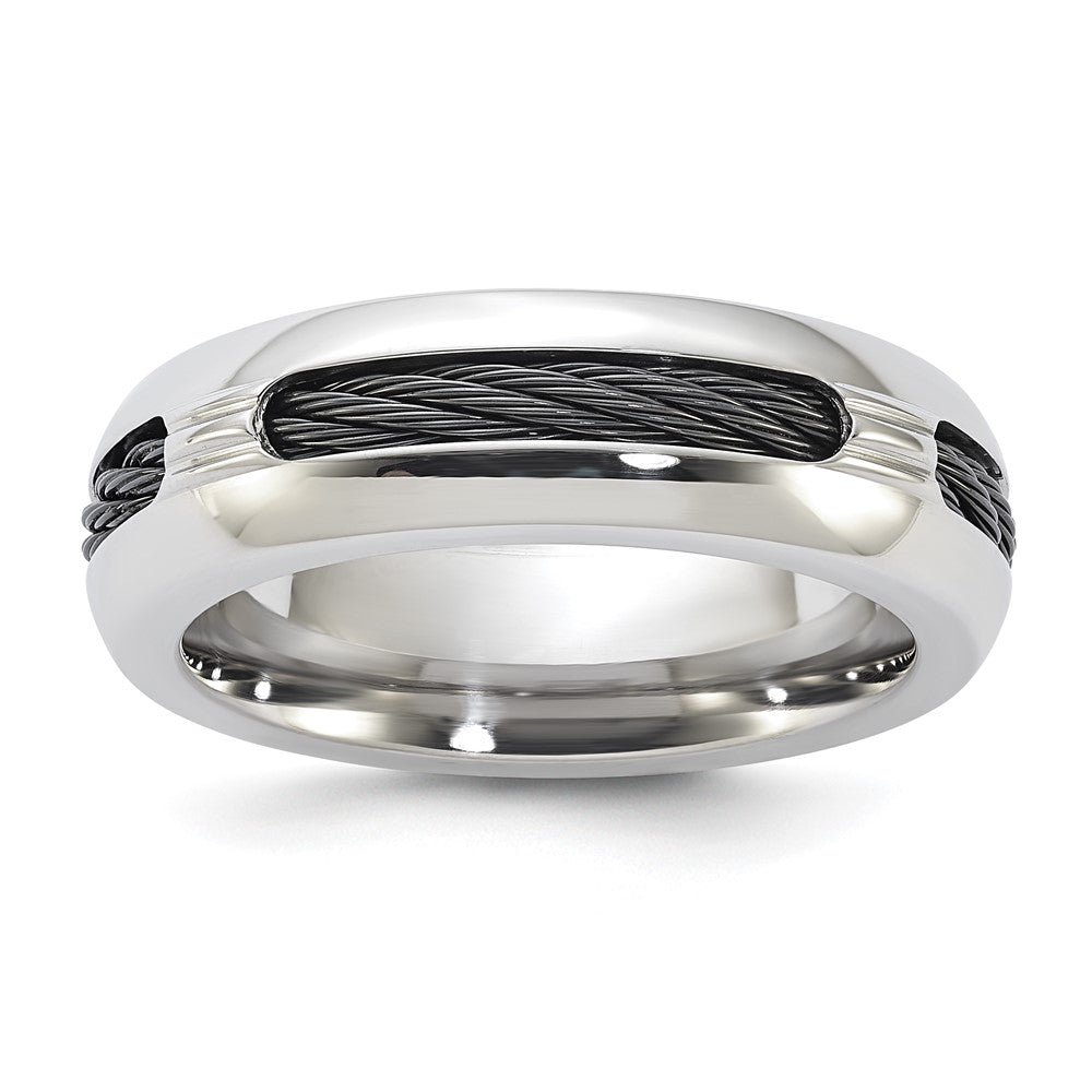 Edward Mirell Steel & Cable Polished 7mm Ring