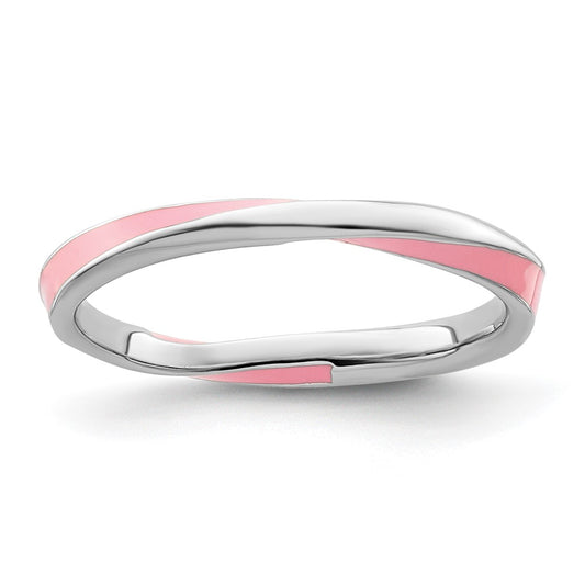 Sterling Silver Stackable Expressions Twisted Pink Enameled Ring Size -9