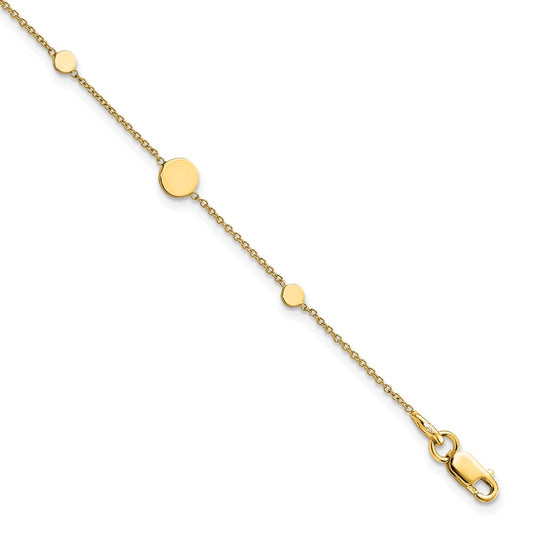 14k Polished Disc Bracelet 7.5  inches