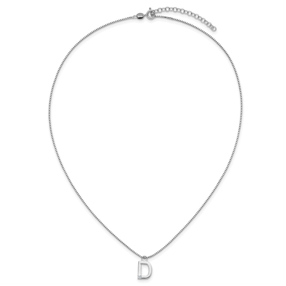 White Ice Sterling Silver Rhodium-plated 18 inch Diamond Letter D Initial Necklace plus 2 inch Extender 18 Inches